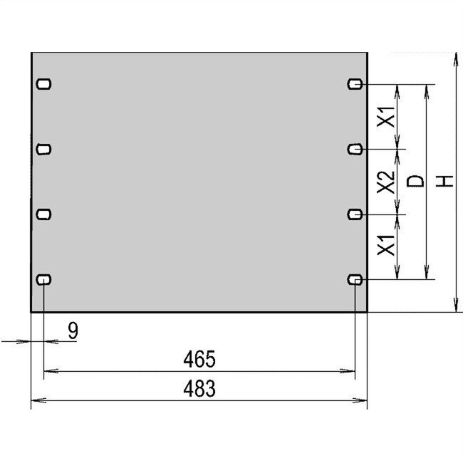 SCHROFF 19" voorpaneel, 4 HE, 3 mm, Al, RAL7035