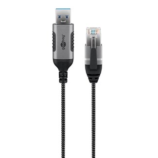 Goobay Goobay USB-A naar RJ45 LAN kabel | Slimline | USB3.0 | CAT6 | zwart | 2 meter