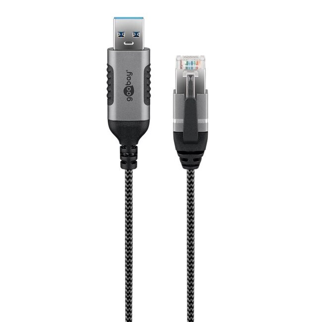 Goobay USB-A naar RJ45 LAN kabel | Slimline | USB3.0 | CAT6 | zwart | 2 meter