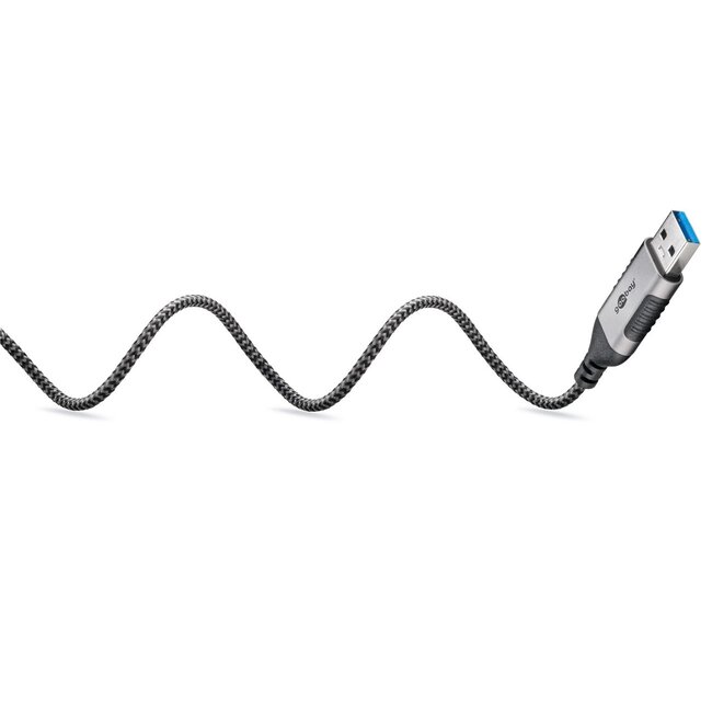 Goobay USB-A naar RJ45 LAN kabel | Slimline | USB3.0 | CAT6 | zwart | 2 meter