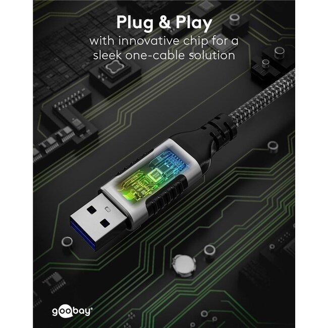 Goobay USB-A naar RJ45 LAN kabel | Slimline | USB3.0 | CAT6 | zwart | 7,5 meter