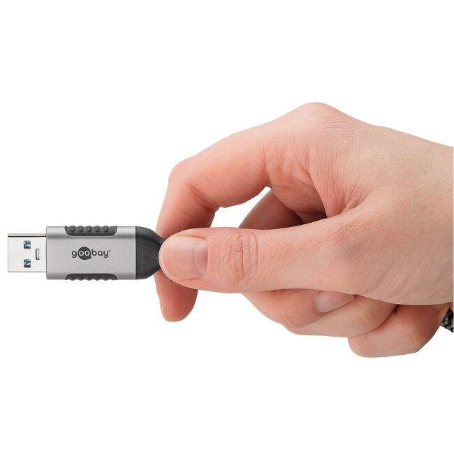 Goobay USB-A naar RJ45 LAN kabel | Slimline | USB3.0 | CAT6 | zwart | 10 meter