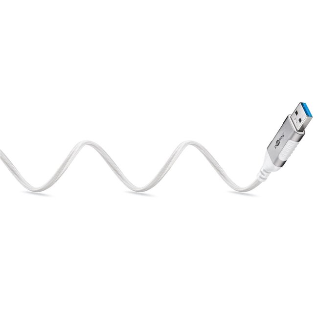 Goobay USB-A naar RJ45 LAN kabel | Slimline | USB3.0 | CAT6 | wit | 1 meter