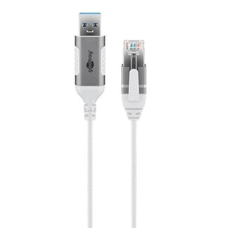 Goobay Goobay USB-A naar RJ45 LAN kabel | Slimline | USB3.0 | CAT6 | wit | 5 meter
