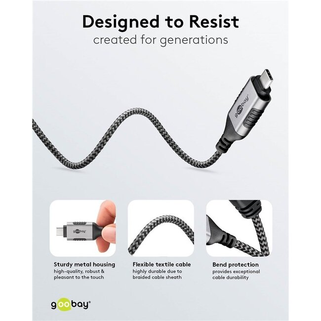 Goobay USB-C naar RJ45 LAN kabel | Slimline | USB3.0 | CAT6 | zwart | 5 meter