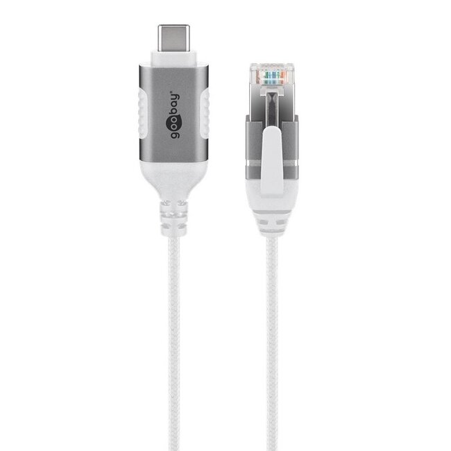 Goobay USB-C naar RJ45 LAN kabel | Slimline | USB3.0 | CAT6 | wit | 1 meter