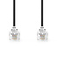 Telecomkabel | RJ11 Male | RJ11 Male | 5.00 m | Kabel design: Plat | Connectorplating: Goud Verguld | Kabeltype: RJ11 | Zwart | Label
