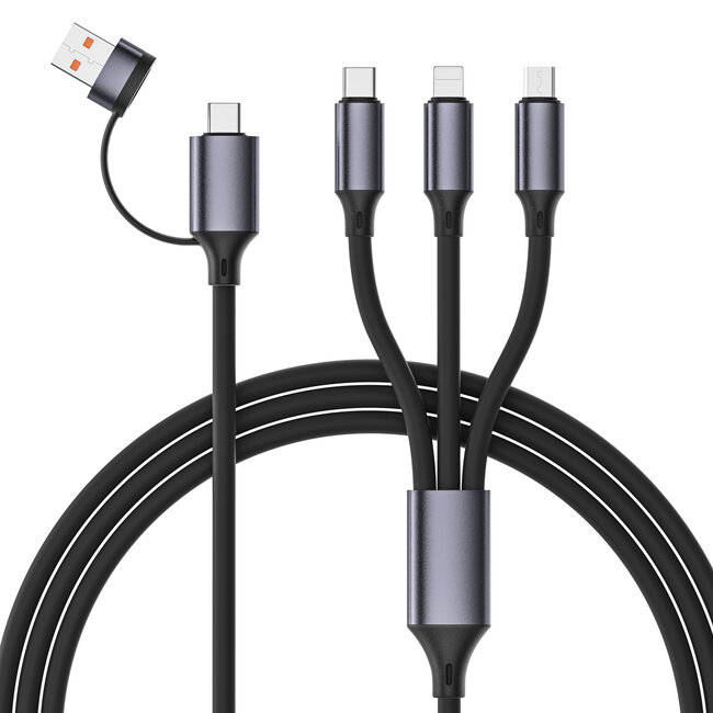 Premium siliconen USB 4-in-1 oplaadkabel, 1,5 m