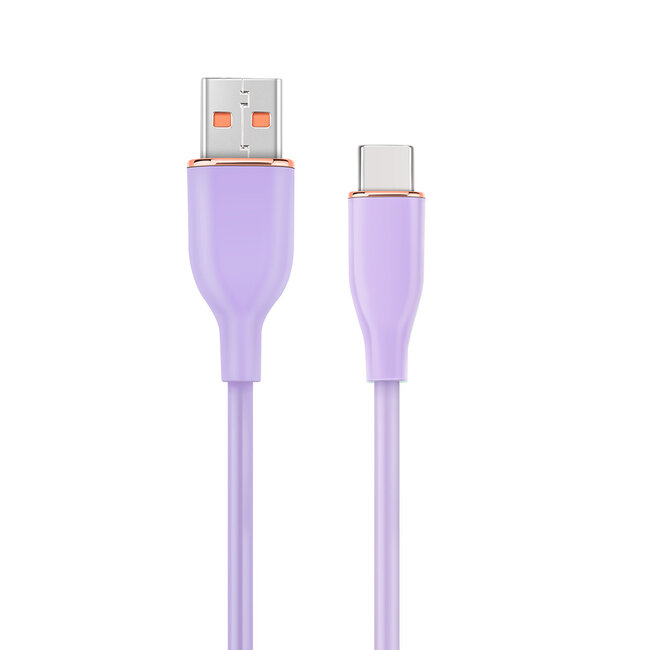 Premium siliconen USB-type-C oplaad- en datakabel, 1,5 m, paars
