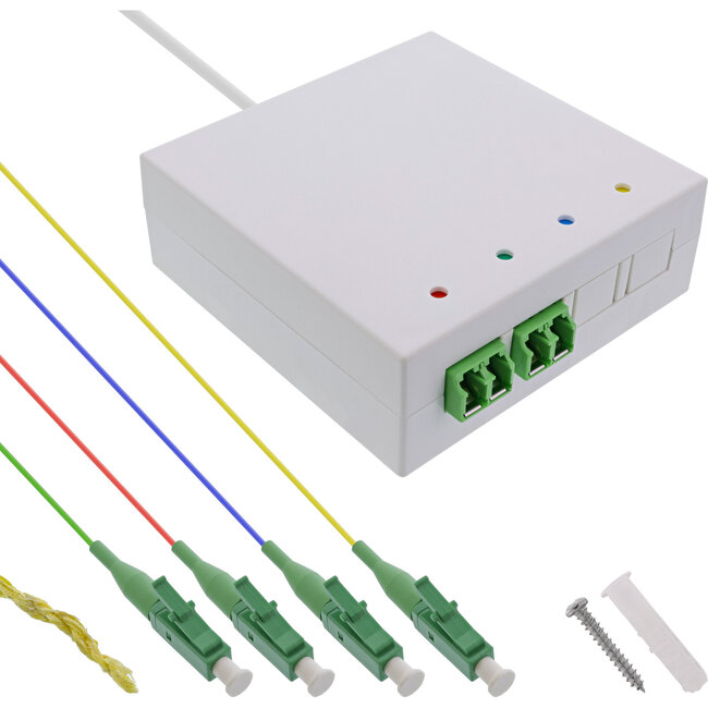 InLine® FTTH aansluitdoos voorgemonteerd 4x LC/APC 9/125µm 50m