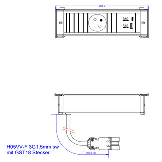 Bachmann BACHMANN KAPSA S 1xUTE 1xUSB A&C 22W, 0,2m GST18 Frankrijk