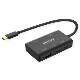 Roline ROLINE USB 3.2 Gen 2 Hub, 4 Ports (2x USB-A + 2x USB-C), PD (100W)