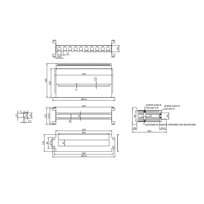 VALUE 19"-Tragrahmen für Hutschienengeräte, 3HE, schwarz