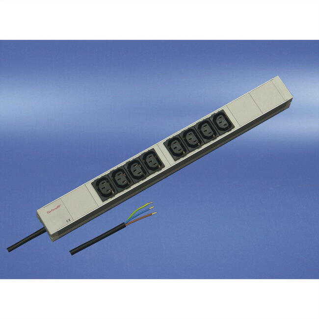 SCHROFF contactdoosstrip, IEC C13 met verbindingskabel aan open uiteinde, 8x IEC C13, 19"