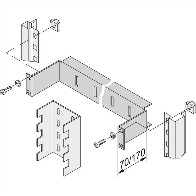 SCHROFF 19" montagebeugel, 170 mm inbouw