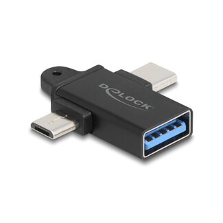 DeLOCK Delock Adapter USB 10 Gbps 2 in 1 USB-A female to USB Type-C™ male + USB Micro-B male OTG