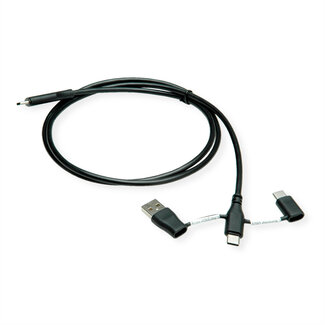 Roline ROLINE USB 2.0 Kabel Typ C, ST/ST, mit Datenblockier-Adaptern Typ A und C