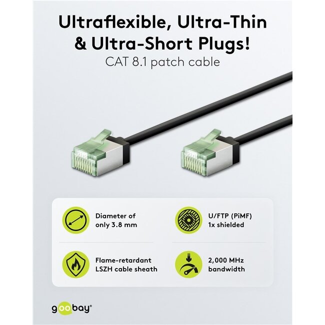 UFTP CAT8.1 slimline netwerkkabel | LSZH | zwart | 2 meter