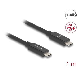 DeLOCK Delock USB 80 Gbps Cable USB Type-C™ male to male PD 3.1 240 W E-Marker coaxial 1 m black