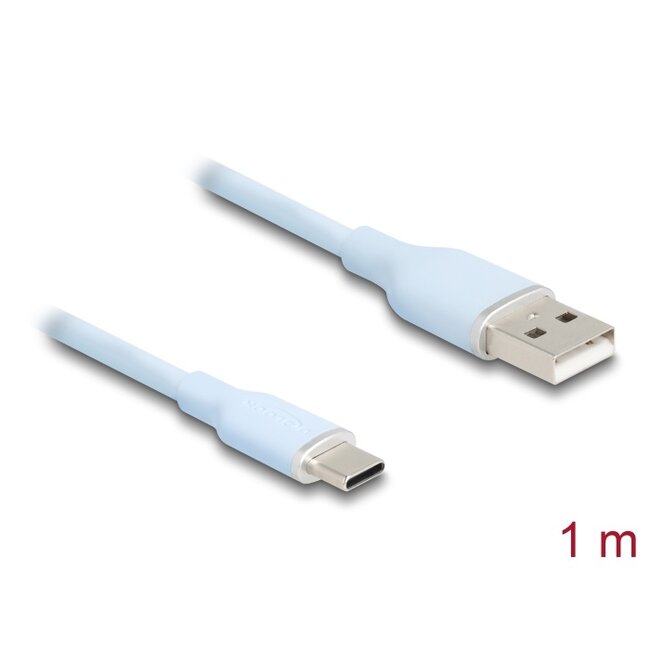 Delock USB 2.0 Cable USB Type-A male to USB Type-C™ male 1 m blue Silicone