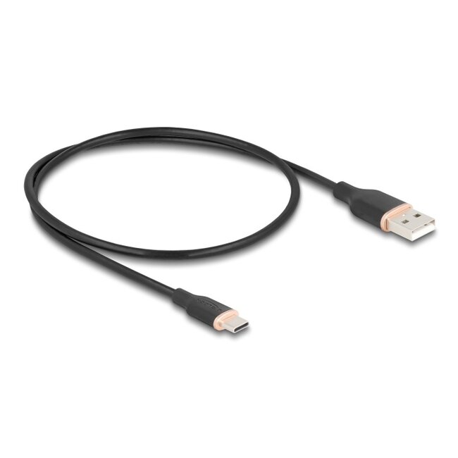 Delock USB 2.0 Cable USB Type-A male to USB Type-C™ male 0.5 m black Silicone