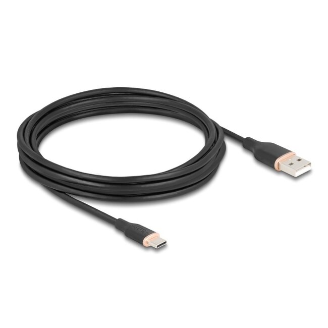 Delock USB 2.0 Cable USB Type-A male to USB Type-C™ male 4 m black Silicone