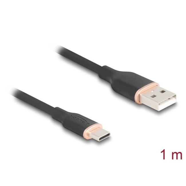 Delock USB 2.0 Cable USB Type-A male to USB Type-C™ male 1 m black Silicone