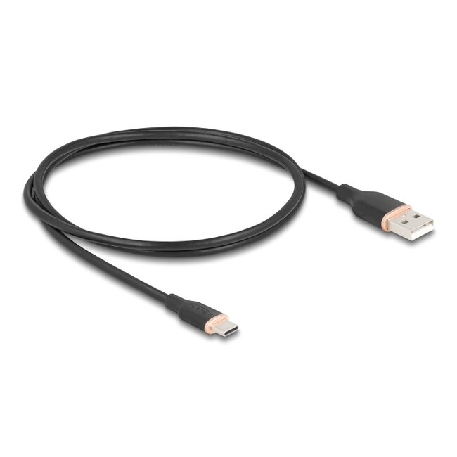 Delock USB 2.0 Cable USB Type-A male to USB Type-C™ male 1 m black Silicone