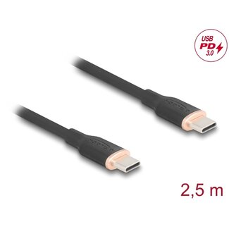 DeLOCK Delock USB 2.0 Cable USB Type-C™ male to male PD 3.0 60 W 2.5 m black Silicone