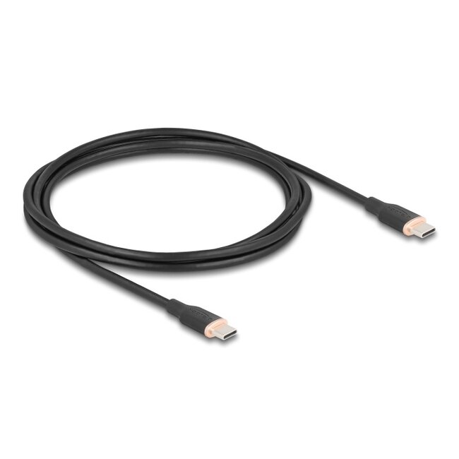Delock USB 2.0 Cable USB Type-C™ male to male PD 3.0 60 W 2.5 m black Silicone