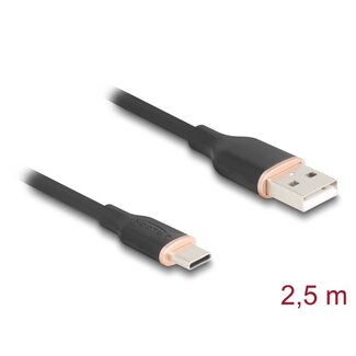 DeLOCK Delock USB 2.0 Cable USB Type-A male to USB Type-C™ male 2.5 m black Silicone