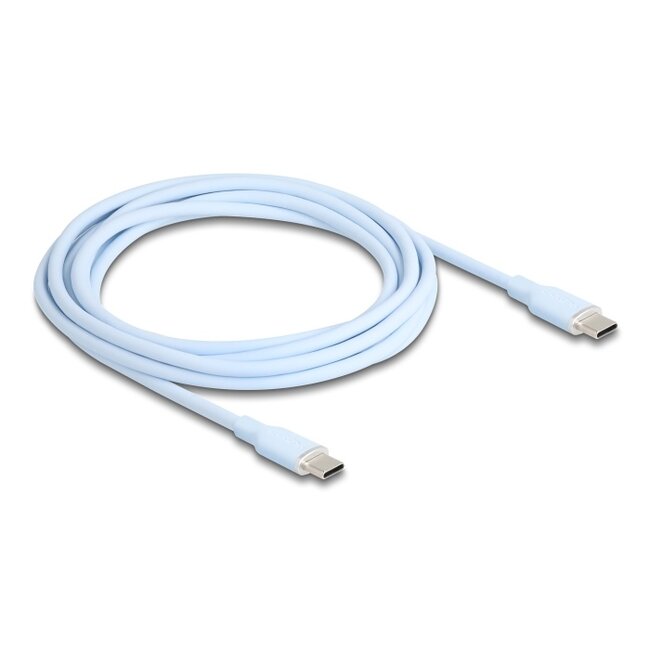 Delock USB 2.0 Cable USB Type-C™ male to male PD 3.0 60 W 2.5 m blue Silicone