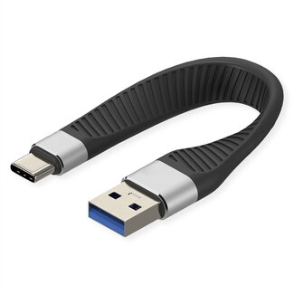 Roline ROLINE USB 3.2 Gen 2 siliconenkabel, Emark, C-A, M/M, 10Gbit/s, zwart, 11 cm