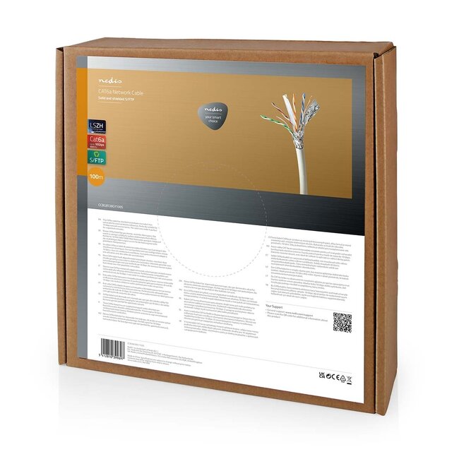 Nedis SF/UTP CAT6a netwerkkabel | vaste aders | AWG24 | LSZH | grijs | 100 meter