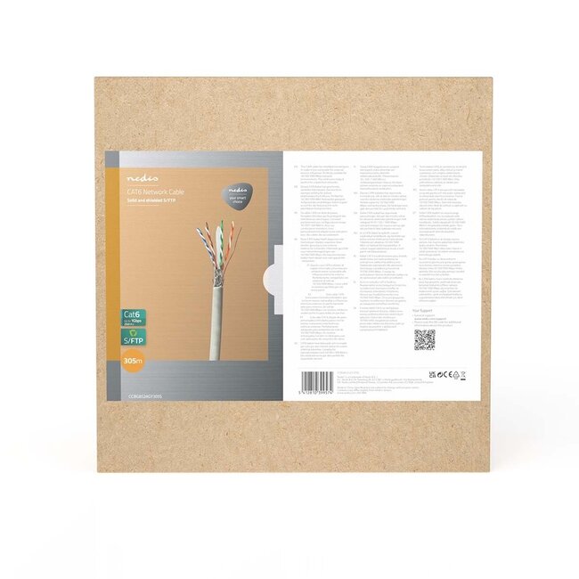 Nedis SFTP CAT7 netwerkkabel | vaste aders | AWG24 | LSZH | grijs | 305 meter