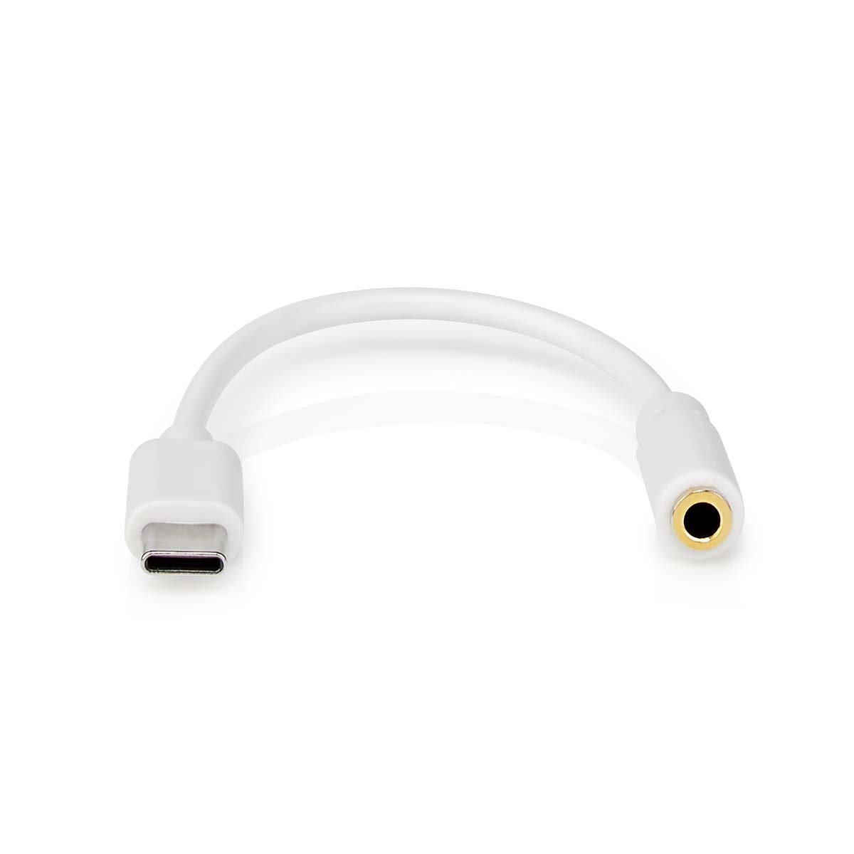 Nedis USB-Adapter | USB 2.0 | USB-C™ Male | 3,5 mm Female | 0.10 m | Rond | Vernikkeld | PVC | Wit | Doos