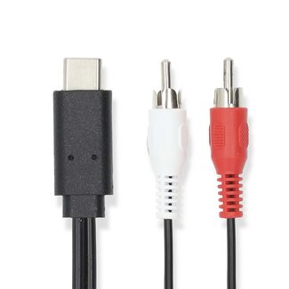 Nedis USB-C naar Tulp stereo kabel | zwart | 1 meter