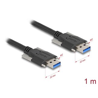 DeLOCK Delock USB 5 Gbps Cable Type-A male to Type-A male with screw distance 22 mm 1 m black