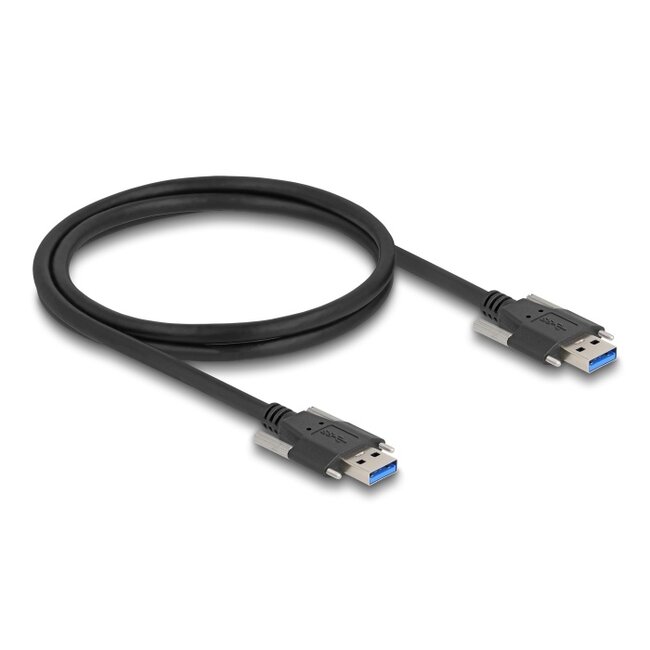 Delock USB 5 Gbps Cable Type-A male to Type-A male with screw distance 22 mm 1 m black