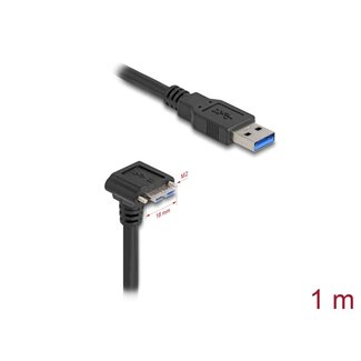 DeLOCK Delock USB 5 Gbps Cable USB Type-A male straight to USB Micro-B male 90° downwards angled with screw distance 18 mm 1 m black