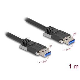 DeLOCK Delock USB 5 Gbps Cable Type-A male to Type-A male with screw distance 19 mm / M3 screws 1 m black