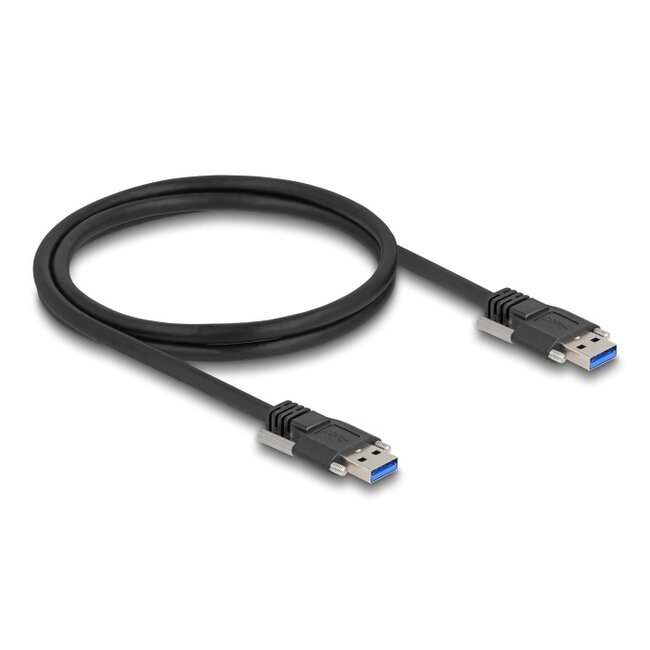 Delock USB 5 Gbps Cable Type-A male to Type-A male with screw distance 19 mm / M3 screws 1 m black
