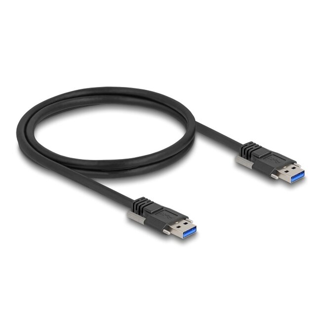 Delock USB 5 Gbps Cable Type-A male to Type-A male with screw distance 19 mm 1 m black