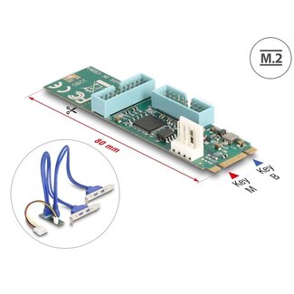 DeLOCK Delock Converter M.2 Key B+M male to 4 x USB 5 Gbps Type-A female with 50 cm cable