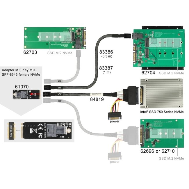 Delock Adapter M.2 Key M to SFF-8643 NVMe 2260
