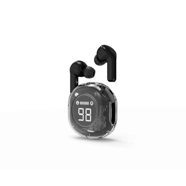 Transparante TWS in-ears, zwart