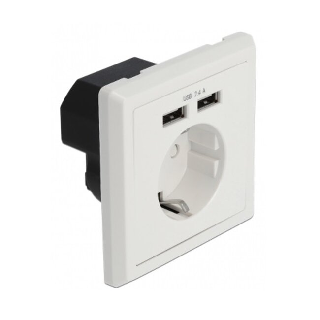 Delock inbouwstopcontact | 2x USB-A | 12W | wit