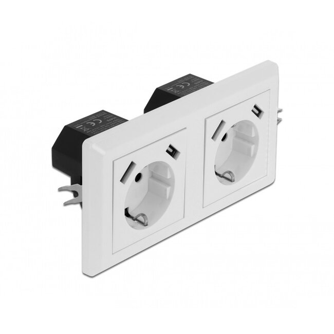 Delock dubbel inbouwstopcontact | 4x USB-A | 2x 14W | wit