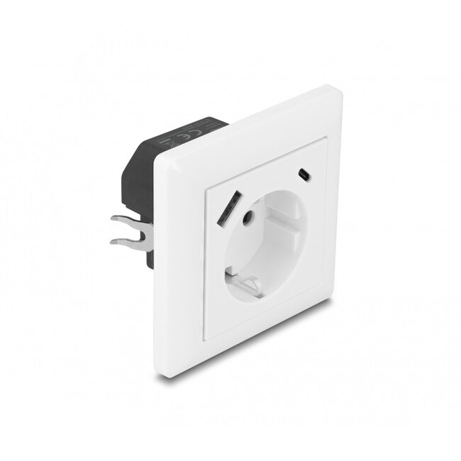 Delock inbouwstopcontact | USB-A + USB-C | 17W | wit