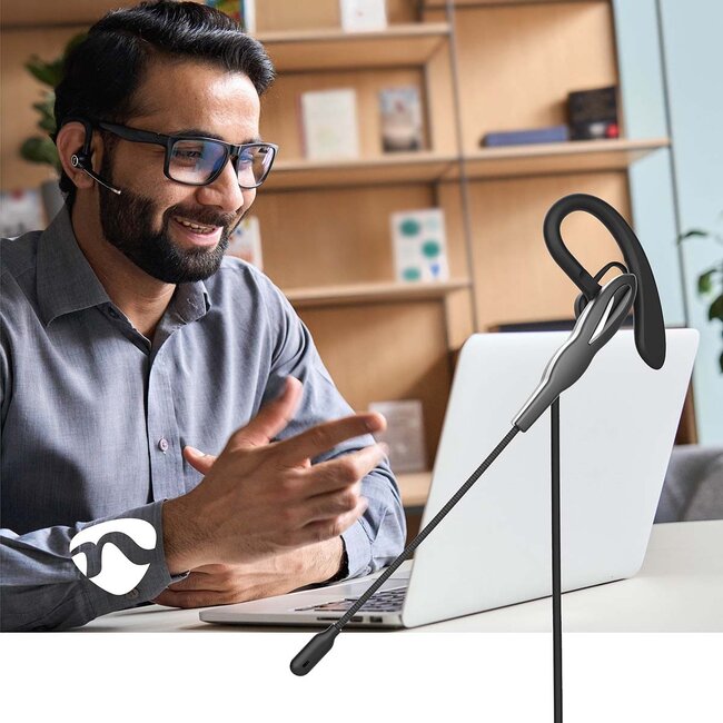 Nedis mono in-ear PC-headset met oorhaak | USB-C/USB-A | 1,8 meter
